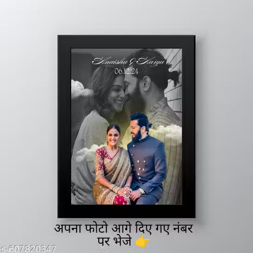 Couple Customized Photo Frame | Love Couple Wooden Frame | Fully Personalizable Gift for Anniversary, Wedding & Valentine’s Day (10x13 Inch)